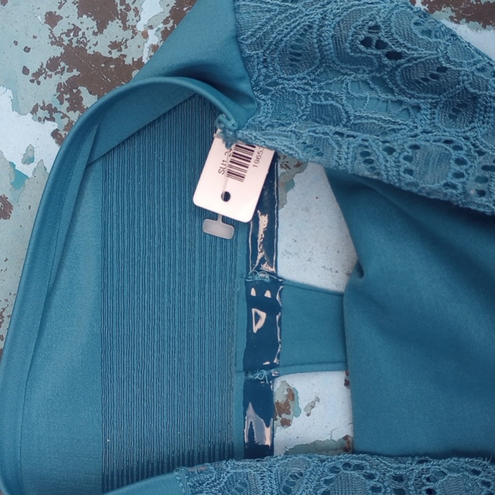 Soma Vanishing Tummy High Waisted Teal Lace Trim Thongs - Picture 7 of 7